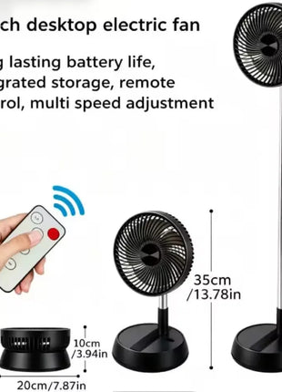 Ventilatore pieghevole portatile 6000mAh Dispositivo di raffreddamento dell'aria con telecomando USB Ventilatore da pavimento wireless ricaricabile silenzioso per la casa all'aperto