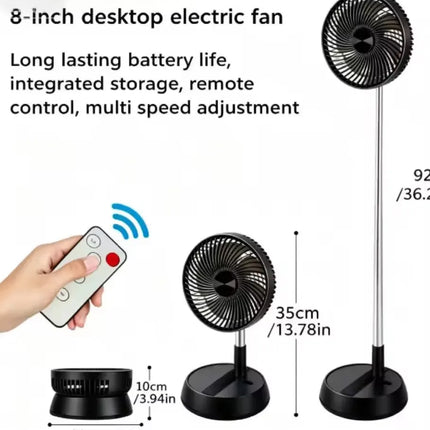 Ventilatore pieghevole portatile 6000mAh Dispositivo di raffreddamento dell'aria con telecomando USB Ventilatore da pavimento wireless ricaricabile silenzioso per la casa all'aperto