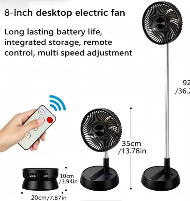 Ventilatore pieghevole portatile 6000mAh Dispositivo di raffreddamento dell'aria con telecomando USB Ventilatore da pavimento wireless ricaricabile silenzioso per la casa all'aperto