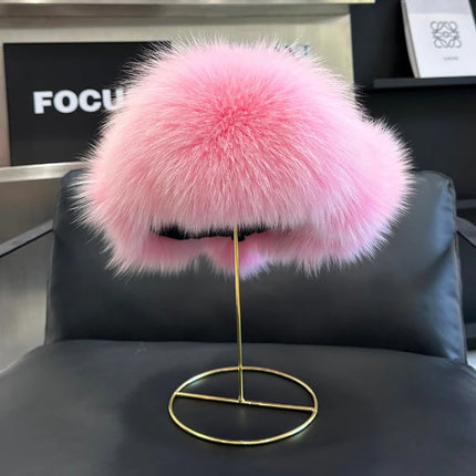 2026 100% Real Fox Fur Hats Women's Russian Ushanka Aviator Trapper Snow Skiing Hat Caps Earflap Winter Raccoon Fur Outerwear Ha