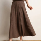 New Chic Pleated Skirts Woman Slimming Umbrellas Autumn Winter 100% Cashmere Knitted Long Skirt Solid Color Basics Woman Clothes PlatiNum