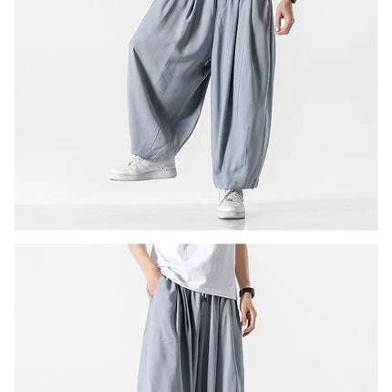 Pantaloni a Gamba Larga da Uomo Oversize Comodi Stile Harajuku Jogger Casual Moda Larga Elastico in Vita Streetwear