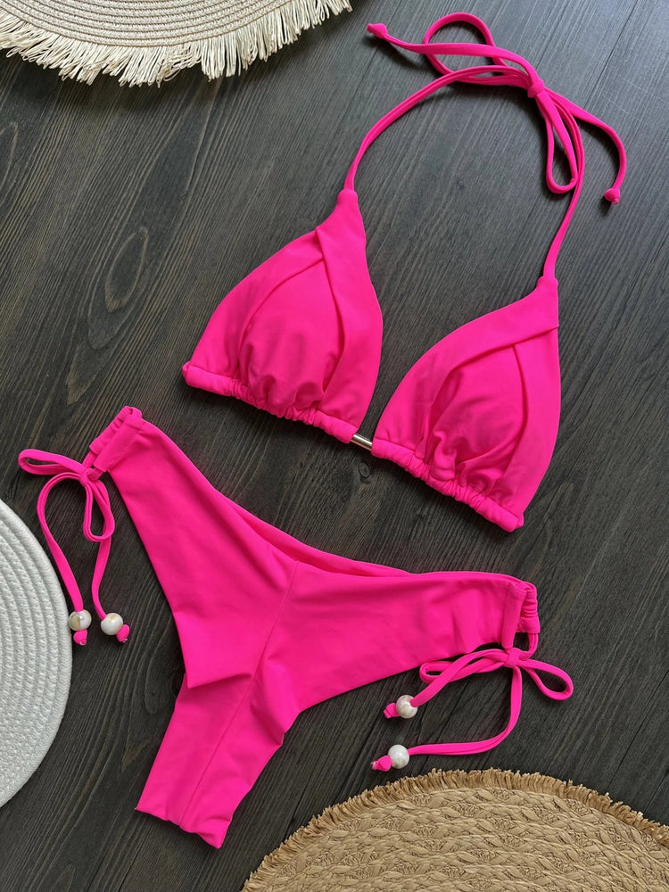 RUOTONGSEPT 2025 Nuovo Sexy Costume da Bagno Triangolare in 13 Colori per Donne, Bikini Brasiliano, Costume Push-Up, Set Bikini da Spiaggia platinumshop