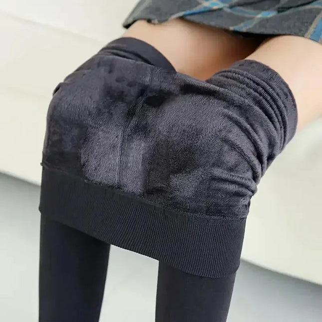 Colorful Fleece Lined Tights Women Winter Thermal Pantyhose Polar Skin Black Effect Stockings Leg Warmers Thick Opaque Leggings PlatiNum