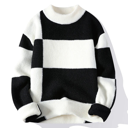 2023 New Style Turtleneck Sweater Men Pullovers Autumn Winter Soft Lightweight Warm Knitted Jumper Hombre Plaid Sweater