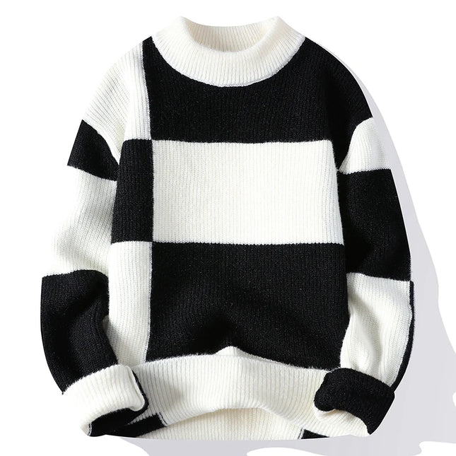 2023 New Style Turtleneck Sweater Men Pullovers Autumn Winter Soft Lightweight Warm Knitted Jumper Hombre Plaid Sweater