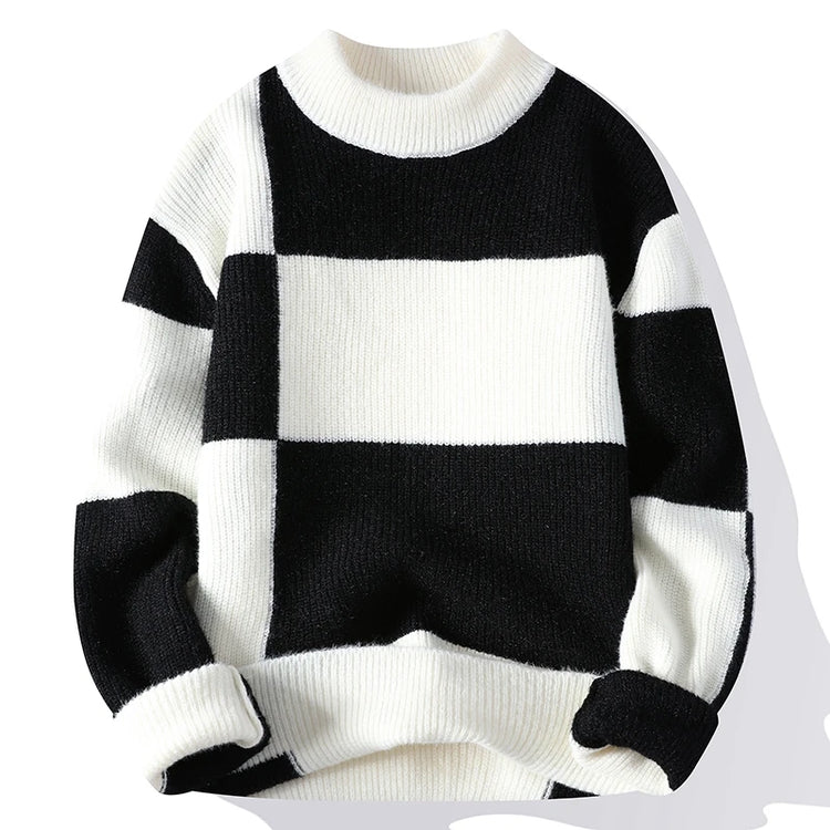 2023 New Style Turtleneck Sweater Men Pullovers Autumn Winter Soft Lightweight Warm Knitted Jumper Hombre Plaid Sweater