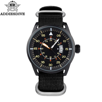 ADDIESDIVE 44mm Men's Fashion Quartz Watch 50m Waterproof Luminous Watch Large Dial High Quality Nylon Strap Men's Analog Watch