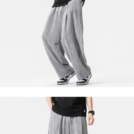 Pantaloni Leggeri e Sottili da Uomo, Traspiranti, Tinta Unita, Stile Harajuku, Gamba Larga, Casual, Oversize, Moda Harem, Streetwear Maschile