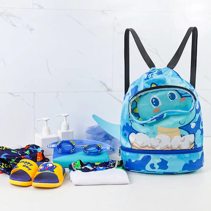 Borsa da spiaggia con coulisse per bambini con separazione asciutta e bagnata, impermeabile, regolabile, per sport, nuoto, viaggi, fitness, spiaggia, borsa da nuoto per bambini