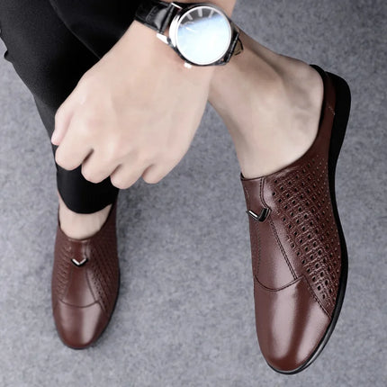 2024 Adulto Estate Mezza Trascinare Piselli In Pelle Mens Scarpe Da Guida Penny Mocassini da Uomo Mocassini Uomo Muli Tenis Masculino Bianco