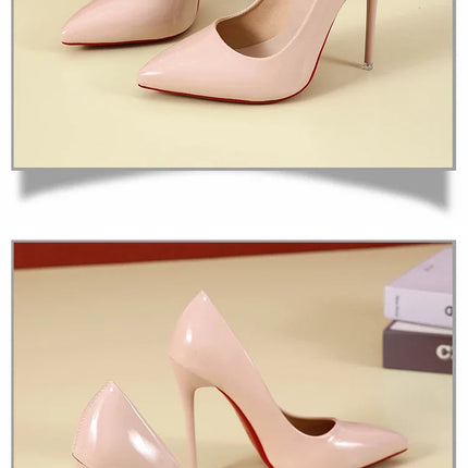 Scarpe da donna Tacchi alti rossi Décolleté sexy a punta da 12 cm Scarpe da sposa Scarpe da sposa Nude Colore nero Tacchi alti con fondo in gomma rossa platinumshop