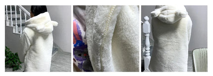 Cosy Loose Faux Fur Coat Womens Faux Fur Fuzzy Hooded Fluffy Ears Surcoat Overcoat Woman Winter Warm Outerwear Snowy Day Wrap