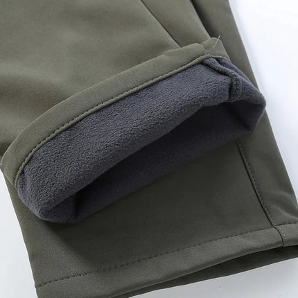 Men Winter Autumn Fleece Waterproof Cargo Pants Hiking Camping Softshell Climbing Casual Warm Tactical Military Combat Trousers