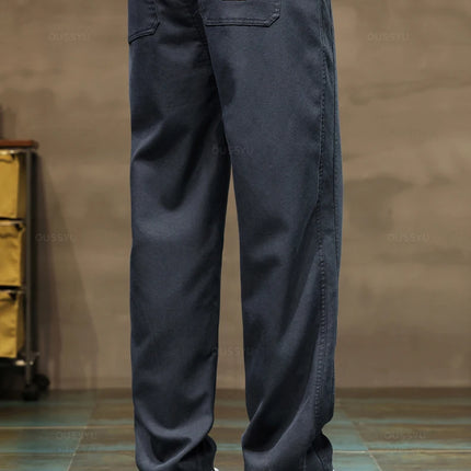 Brand Clothing New Soft Lyocell Fabric Pants Men Thick Loose Straight Drawstring Elastic Waist Korea Casual Cargo Trousers Male