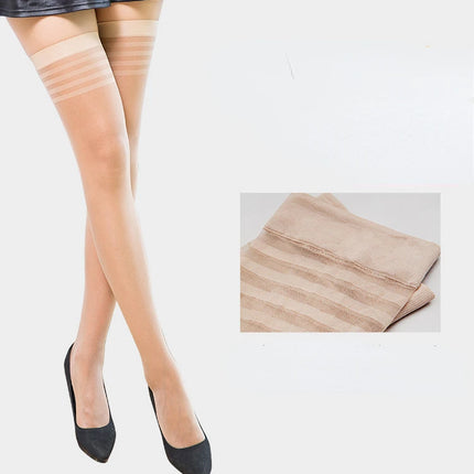Calze sexy da donna Lingerie a righe nere bianche pelle sopra il ginocchio Collant estivo calze di seta trasparenti a rete ultrasottile