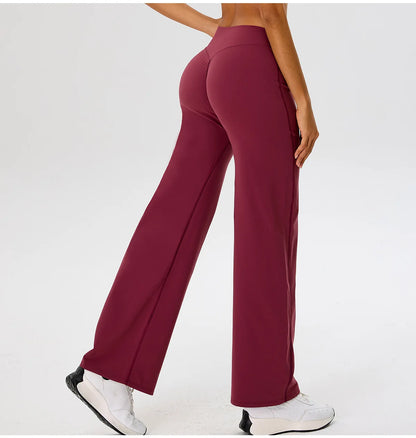 Women High Waist Wide Leg Pants Leggings Tights Fitness Bell-bottoms Yoga Elastic Leggings Push Up Gym Workout Flared Pants