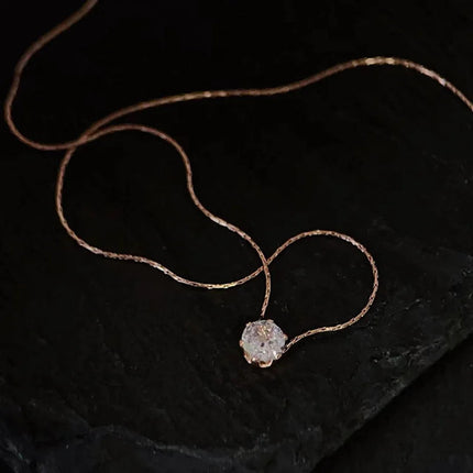 ANENJERY 316L Stainless Steel Zircon Thin Clavicle Chain Necklace for Women Festive Party Jewelry Wholesale PlatiNum