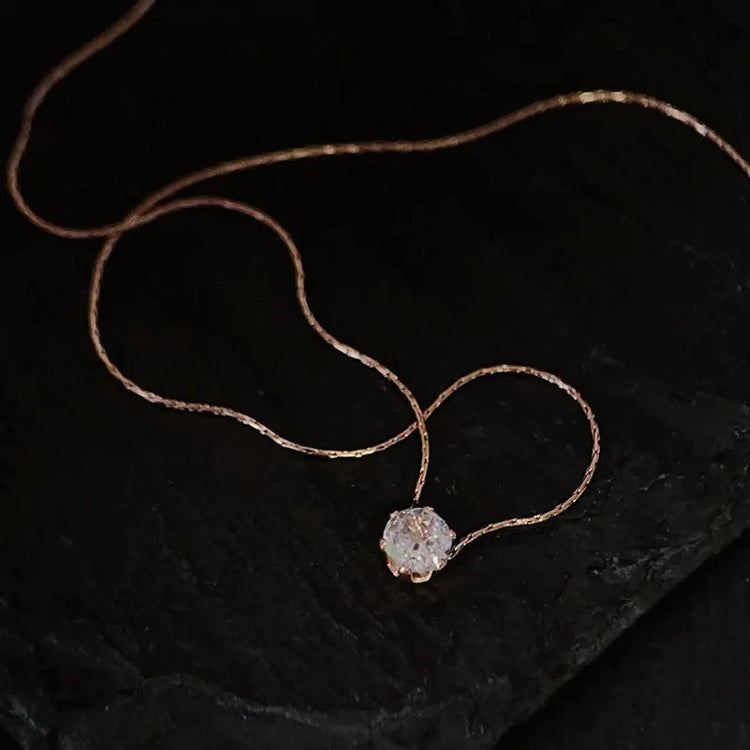 ANENJERY 316L Stainless Steel Zircon Thin Clavicle Chain Necklace for Women Festive Party Jewelry Wholesale PlatiNum