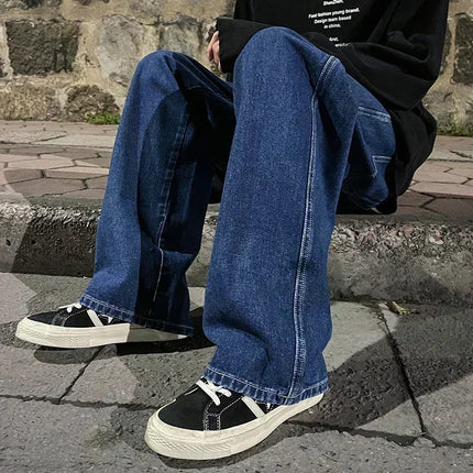 2025 nuovi jeans larghi streetwear uomo stile coreano moda pantaloni larghi dritti a gamba larga abbigliamento di marca da uomo nero azzurro
