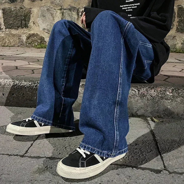 2025 nuovi jeans larghi streetwear uomo stile coreano moda pantaloni larghi dritti a gamba larga abb