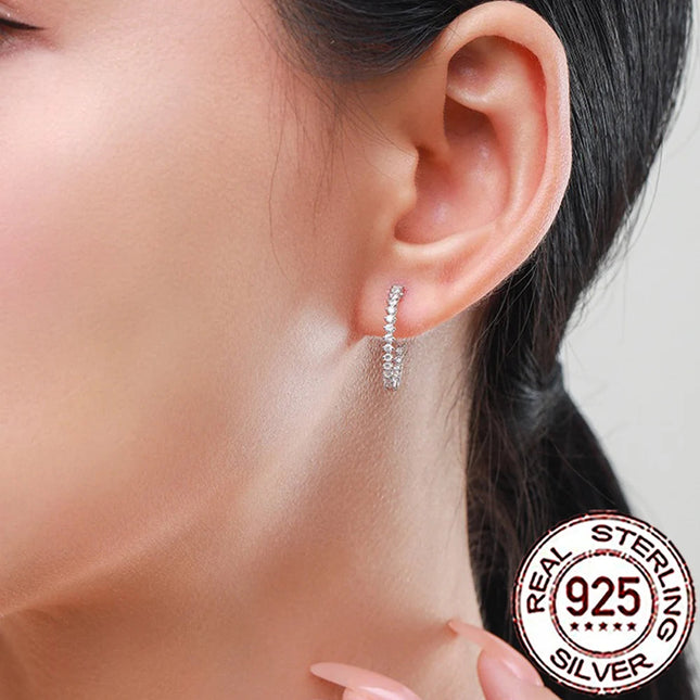 CWWZircons 925 Sterling Silver New Fashion Cubic Zircon Round Hoop Earrings for Women Girls Fine Party Jewelry Accessories SE012 PlatiNum