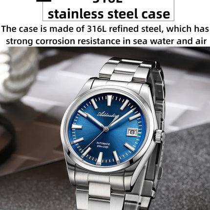 ADDIESDIVE Luxury Classic Automatic Watch Waterproof AR Coated Calendar Display Mechanical Watches Luminous AD2077 Reloj Hombre