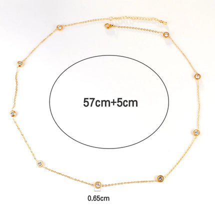 LUXUSTEEL Round CZ Pendant Necklace For Women White Colorful Cubic Zirconia Stainless Steel Collar Simple Luxury Wedding Jewelry PlatiNum
