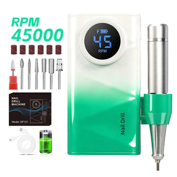 Electric Nail Drill Machine, 45000RPM Professional Nail File Cordless Rechargeable Nail Efile Battery 4500Mah For  Acrylic Gel Nails, Manicure Pedicure Polishing Shape Tools for Salon Home Use- Nail Drill For All Festvial Gif