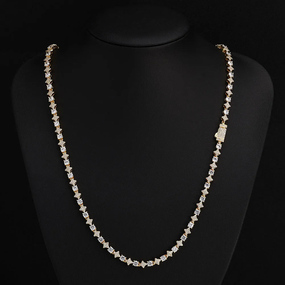 Nuovo design originale 6mm Sun Moon Star catena da tennis con montatura a punta ghiacciata gioielli da uomo regalo collana da tennis per feste