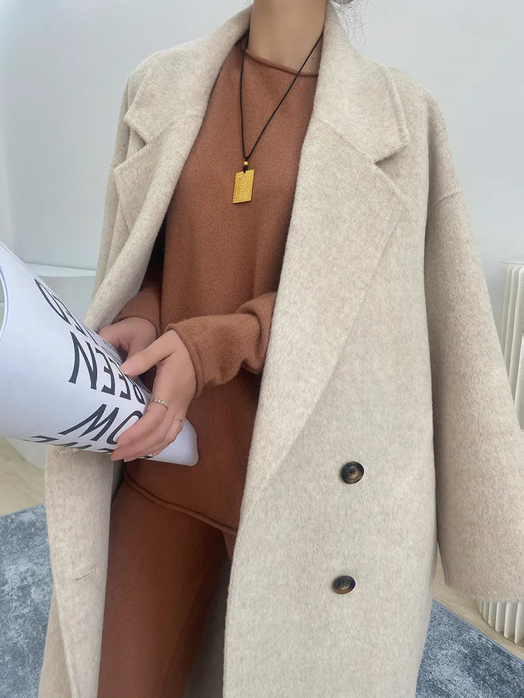 Women And Men Unisex Thicken Warm X-long Alpaca Woolen Overcoat Winter Cashmere Wool Maxi Loose Coat Oversize Cloak Outsize