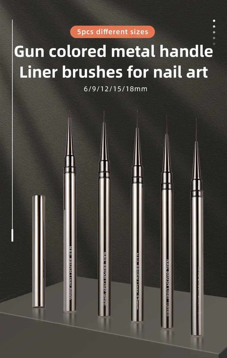 5PCS Nail Art Liner Brushes Hand Painted Brush Acrylic UV Gel Colours Paints Builder Drawing Pen DIY Manicure Design Accessories
