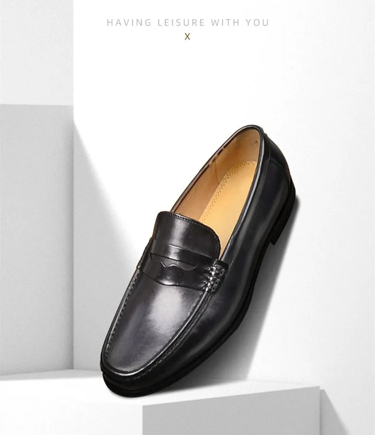 Mocassini da uomo di lusso in vera pelle slip on scarpe eleganti da lavoro casual nere scarpe da ufficio per feste di matrimonio da uomo