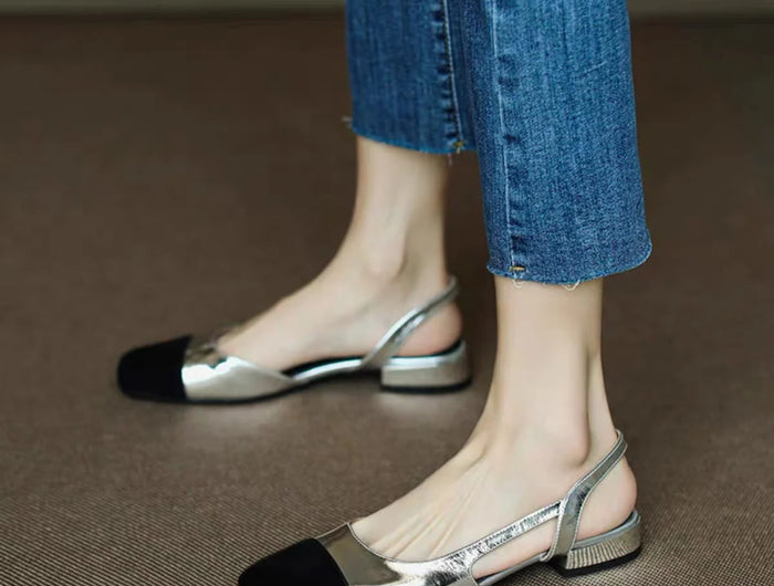 Sandali Donna Estivi 2026 Nuovi Colori Misti Ciabatte Slip-on Oro Tacco Basso Sgback Stile Romano Scarpe Casual Basse da Ragazza