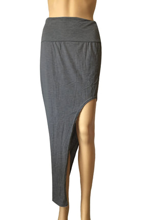 Gonne divise alla moda Gonne lunghe sexy da donna Gonna spaccata laterale aperta Gonna lunga a vita alta con spacco alto Nera