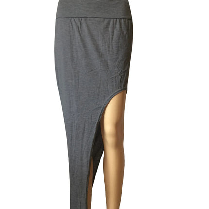 Modische geteilte Röcke Sexy lange Röcke für Damen Offener seitlicher Schlitzrock High-Waist-Rock mit hohem Schlitz Schwarz