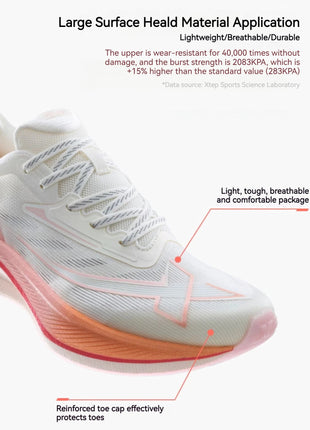 Xtep 2000KM 2.0 Running Shoes Women  Summer Shock Absorption Professional TPU Sneakers 876218110044 (suggest half size down) PlatiNum