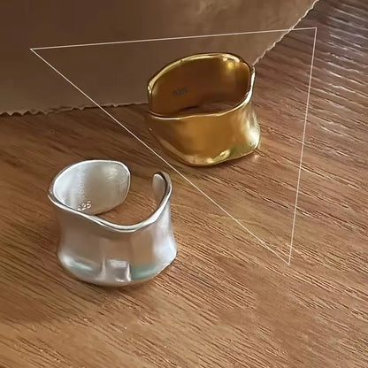 VENTFILLE Anello largo ad arco in argento sterling 925 per gioielli di design punk con geometria femminile regalo asimmetrico Dropshipping