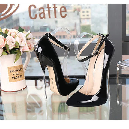 Sexy 16cm Extreme High Heels Pumps Shoes Woman Fashion Key Black Red Heeled Dance Party Wedding Office Shoes Ladies Large Size PlatiNum