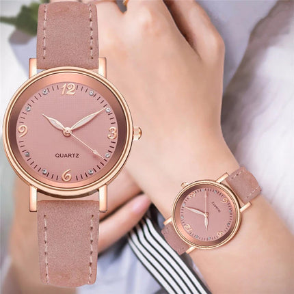Orologio da donna alla moda con quadrante arabo, cinturino in pelle casual, orologi analogici al quarzo platinumshop