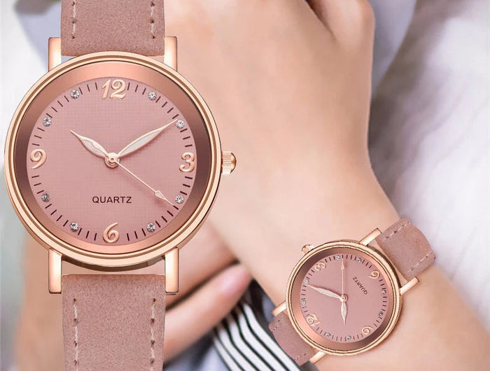 Orologio da donna alla moda con quadrante arabo, cinturino in pelle casual, orologi analogici al quarzo platinumshop