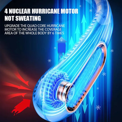 2025 Nuovi best seller Ventilatore da collo indossabile Condizionatore d'aria portatile Ventilatore da collo senza lama Dispositivo di raffreddamento dell'aria 5 marce e schermo a LED