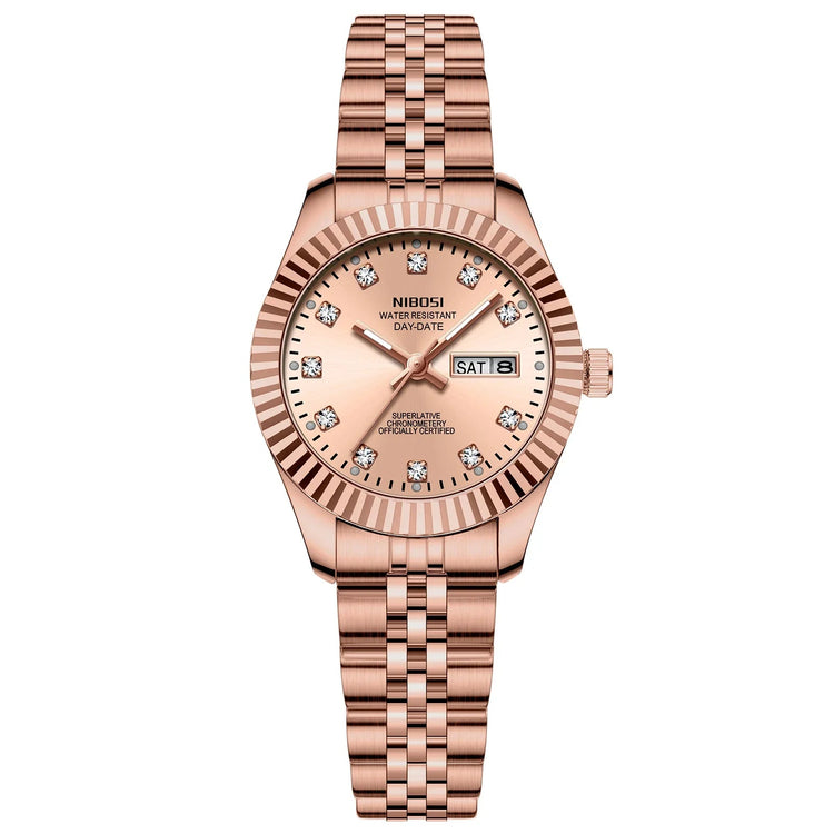 NIBOSI Orologi da donna con diamanti Orologio da donna casual di moda di lusso delle migliori marche Orologio da donna con data settimanale automatica impermeabile Reloj platinumshop