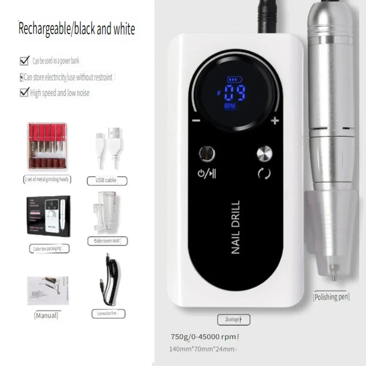 Wireless Portable Rechargeable Electric Nail Polishing Machine New Cordless Nail Surface Polisher Gel Nail Remover Professional Home Salon Manicure Pedicure Care Tool For DIY Nail Art Design