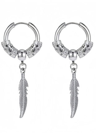 Long Hanging Crosses Leaves Pendants Hoops Woman Earrings Man Vintage Stainless steel Hip Hop Ear Piercing Jewelry Accessories PlatiNum