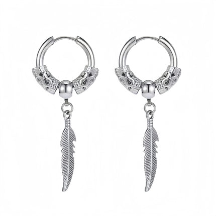 Long Hanging Crosses Leaves Pendants Hoops Woman Earrings Man Vintage Stainless steel Hip Hop Ear Piercing Jewelry Accessories PlatiNum