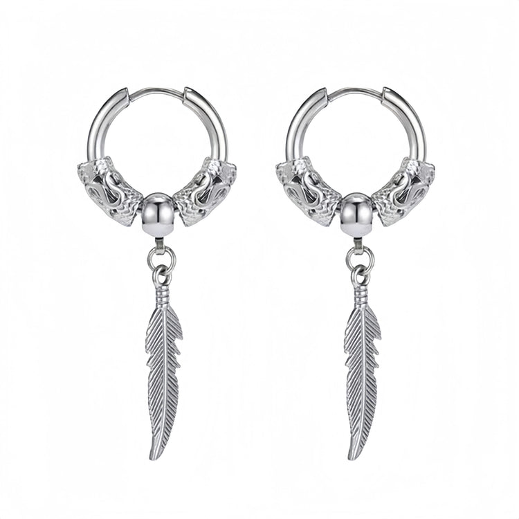 Long Hanging Crosses Leaves Pendants Hoops Woman Earrings Man Vintage Stainless steel Hip Hop Ear Piercing Jewelry Accessories PlatiNum
