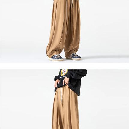 Pantaloni a Gamba Dritta da Uomo, Casual e alla Moda, con Vita Alta Elasticizzata, Stile Harajuku, Larghi, Streetwear, Taglie Fino a 5XL