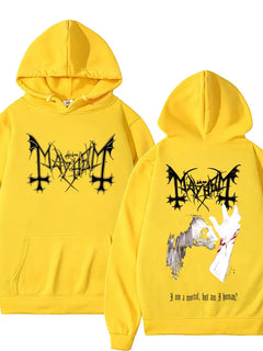 Death Black Metal Mayhem Print Hoodie Men Women Vintage Casual Hooded Tracksuit Male Fashion Gothic Rock Oversized Streetwear