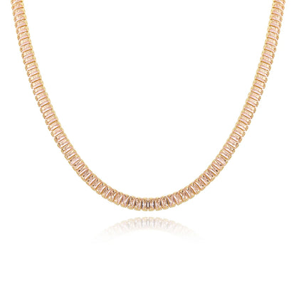 Collana girocollo con zirconi cubici da donna verde di lusso Collana con catena da tennis in cristallo arcobaleno lucido CZ per regalo da donna